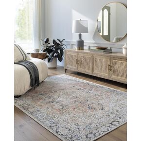 Livabliss x Becki Owens Darling Updated Traditional Washable Runner Area Rug, 2'7" x 7'3", Taupe/Ice Blue