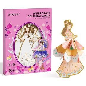 MiDeer Paper Craft Coloring Cards - My Fashion Showcase, Creative coloring cards, Fashion-themed craft set,Child-friendly crafting activity,Artistic fashion showcase,Interactive coloring fun