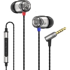 SoundMAGIC E10C Wired Earbuds with Microphone HiFi Stereo Earphones Noise Isolating in Ear Headphones Powerful Bass Tangle Free Cord Gunmetal