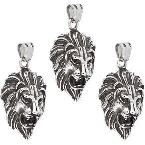 UNICRAFTALE PH PandaHall 3pcs 6mm Hole Lion Charms Antique Silver Pendants Stainless Steel Pendants Animal Lion Head Charms for DIY Crafts Jewelry Making