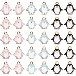 Cute Penguin Enamel Pendant,Cute Animal Charms 30Pcs DIY Making Necklace Bracelet Earring Keychain Decoration Handicrafts Alloy Accessories