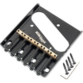 Wilkinson WOT02 54mm (2-1/8 inch) Vintage Telecaster Bridge Brass 6-Saddles for Tele TL Style Electric Guitar, Gold