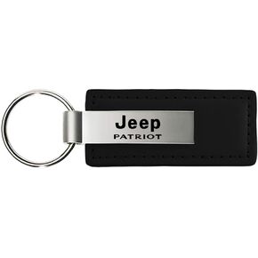 Au-TOMOTIVE GOLD Rectangular Leather Key Chain for Jeep Patriot (Black)