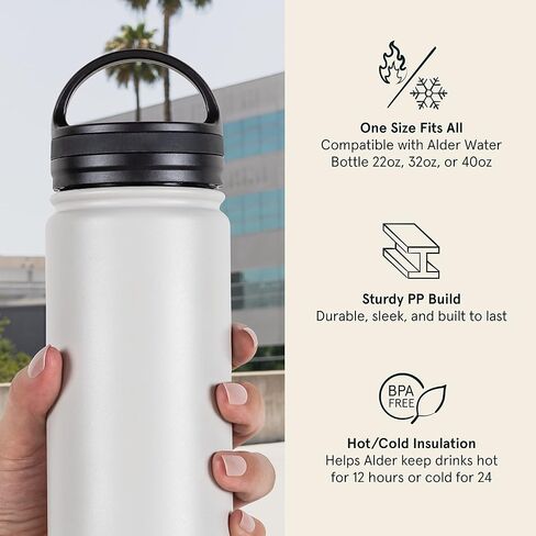 Retrospec Alder Wide Mouth Water Bottle Lid for Retrospec Alder Canteen Water Bottle, BPA Free Plastic Water Bottle Lid with Leak-Resistant Seal fits 22, 32, or 40 oz in Saudi Arabia