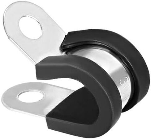 uxcell 1/4"(6mm) Cable Clamp 304 Stainless Steel Rubber Cushioned Insulated Clamp R Shape Metal Clamp 8Pcs in Saudi Arabia