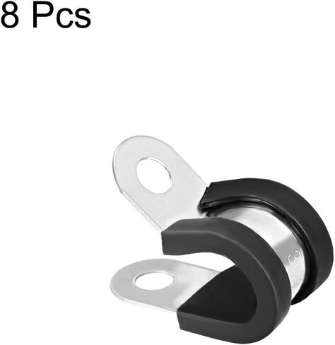 uxcell 1/4"(6mm) Cable Clamp 304 Stainless Steel Rubber Cushioned Insulated Clamp R Shape Metal Clamp 8Pcs in Saudi Arabia