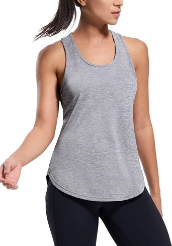 MIER Womens Workout Tank Tops Sleeveless Yoga Athletic Running Dry Fit Shirts Racerback Soft Gym Muscle Tee, Scoop Neck in Saudi Arabia