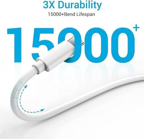 كابل Quntis USB C إلى USB C، 3 حزم كابل شاحن USB C بطول 6 أقدام، كابل شحن سريع من النوع C 60 وات (3A) لهاتف iPhone 15 Plus Pro Max وiPad Mini 6/ Pro 2021 وMacBook Pro 2020 وSamsung Galaxy S23، Switch، أبيض in Saudi Arabia