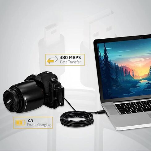 كابل بيانات USB صغير إلى Mini B - بطول إضافي 15 قدم. كابل Mini B مع جودة فائقة لمزامنة البيانات والشحن متوافق مع PS3، وDash Cam، والكاميرات الرقمية، وPDA، والماسحات الضوئية، وما إلى ذلك. (15 قدمًا) in Kuwait
