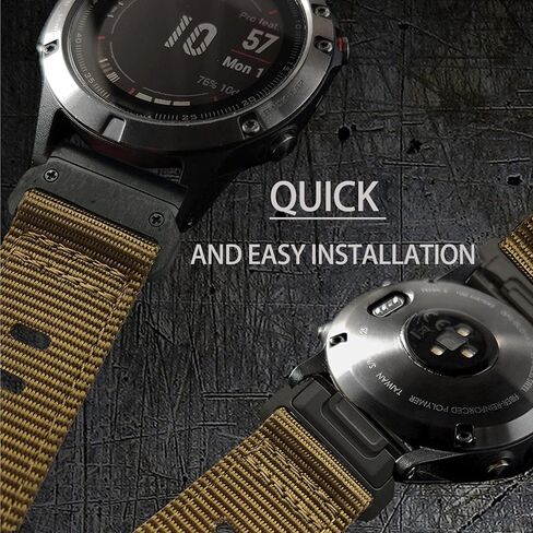 سوار ساعة 22 مم/ 26 مم لـ Garmin، حزام رياضي من النايلون متين للغاية وسريع التركيب لسلسلة fēnix/Forerunner/Approach/MARQ/quatix /D2 in Kuwait
