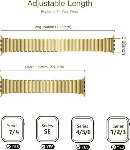 Compatible Stainless Steel Apple Watch Band 49mm 45mm 44mm 42mm, Thin Metal Link Bracelet for Apple Watch Wristbands Men Women, Link Band for iWatch Ultra Series 8/7/6/5/4/3 SE, Golden in Saudi Arabia