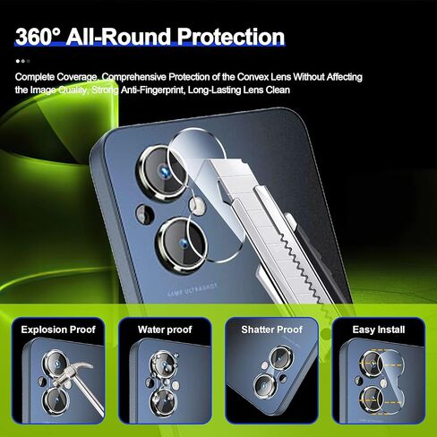 2 Pack Tempered Glass Screen Protector for OnePlus Nord N20 5G with 2 Pack Camera Lens Protector,Anti-Fingerprint,Shatter Proof,HD Clarity in Kuwait