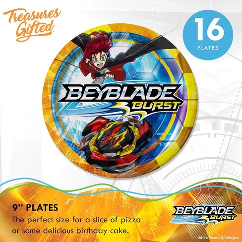Treasures Gifted Officially Licensed BEYBLADE BURST Party Supplies - 9in Dinner BEYBLADE Plates 8ct - BEYBLADE Birthday Party Supplies - BEYBLADE Party Supplies - BEYBLADE Party Plates in Saudi Arabia