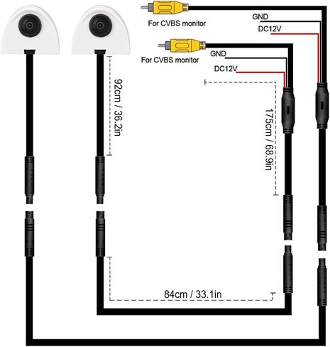 Car Blind Spot Camera Night Vision Assist Waterproof Tape Mounting Left Right Side View Camera for Car Surveillance System (Black) in Saudi Arabia