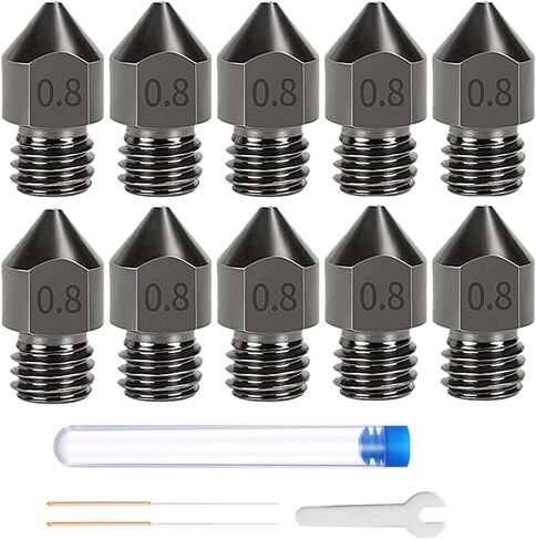 5PCS / 10PCS 0.2~1.0mm 1.75MM M6 MK8 3D Printer Hardened Steel Nozzle for Makerbot Creality Ender 3 V2 CR-10 Anet A8 A8Plus (1.0mm, 5) in Saudi Arabia