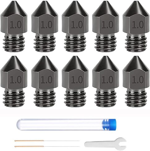 5PCS / 10PCS 0.2~1.0mm 1.75MM M6 MK8 3D Printer Hardened Steel Nozzle for Makerbot Creality Ender 3 V2 CR-10 Anet A8 A8Plus (1.0mm, 5) in Saudi Arabia