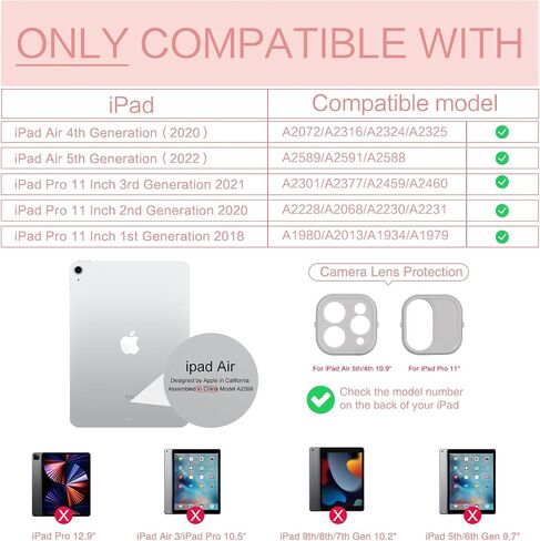 for iPad Air 11 Inch Case M4/M3/M2 2026, for iPads Air 5Th/4Th Gen Cases,for iPad Pro 11 Inch Case 4Th/3Rd/2Nd/1St Generation Slim Pencil Holder 2 Viewing Stand Typing Stand, Black Flower in Saudi Arabia