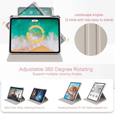 for iPad Air 11 Inch Case M4/M3/M2 2026, for iPads Air 5Th/4Th Gen Cases,for iPad Pro 11 Inch Case 4Th/3Rd/2Nd/1St Generation Slim Pencil Holder 2 Viewing Stand Typing Stand, Black Flower in Saudi Arabia