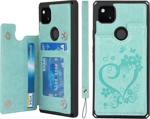 حافظة iCoverCase لهاتف Google Pixel 4a مع حامل فتحات للبطاقات وحزام معصم [حجب RFID] حافظة جلدية منقوشة بمشبك مغناطيسي مقاومة للصدمات (أرجواني ماندالا) in Saudi Arabia