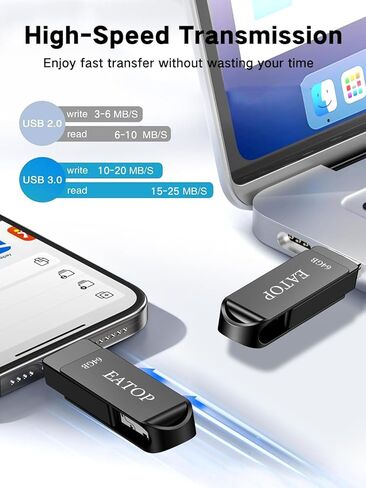 محركات أقراص فلاش بسعة 64 جيجابايت مخصصة لهاتف iPhone 15، وحدة تخزين ذاكرة للصور ومقاطع الفيديو، محرك أقراص فلاش لتخزين ذاكرة خارجية USB متوافق مع iPhone iPad Android وأجهزة الكمبيوتر (رمادي داكن) in Kuwait