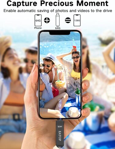 محركات أقراص فلاش بسعة 64 جيجابايت مخصصة لهاتف iPhone 15، وحدة تخزين ذاكرة للصور ومقاطع الفيديو، محرك أقراص فلاش لتخزين ذاكرة خارجية USB متوافق مع iPhone iPad Android وأجهزة الكمبيوتر (رمادي داكن) in Kuwait