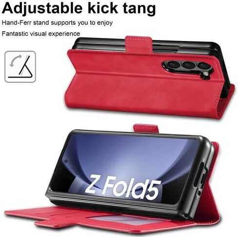 for Samsung Galaxy Z Fold 5 Case Flip Leather Cover with Hinge Protection, Luxury Slim Thin Magnetic Wallet Case [Card Holder], Shockproof Full-Body Protective for Samsung Z Fold 5 Phone Case in Saudi Arabia