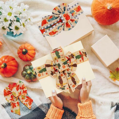 6 Rolls 30 Yards Burlap Ribbon, 2.5″W Buffalo Plaid Wired Edge Ribbon Thanksgiving Theme Craft Ribbon for Wrapping Gifts Making Wreath Bow in Kuwait