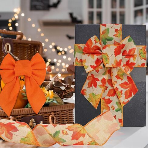 6 Rolls 30 Yards Burlap Ribbon, 2.5″W Buffalo Plaid Wired Edge Ribbon Thanksgiving Theme Craft Ribbon for Wrapping Gifts Making Wreath Bow in Kuwait