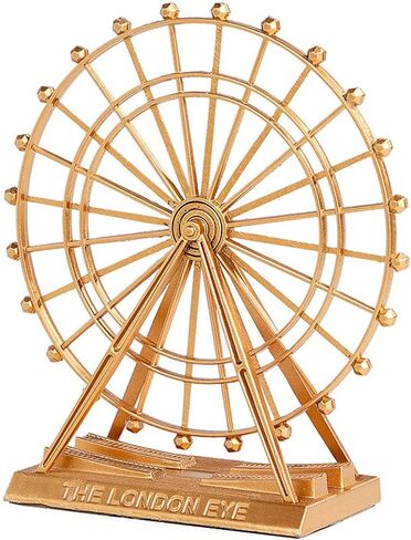 عجلة فيريس الرجعية زخرفة للتدوير سبيكة لندن العين دُولابٌ دَوّار تمثال الإبداعية مكتب الزينة غرفة المعيشة خمر ديكور المنزل (كبير) in Kuwait