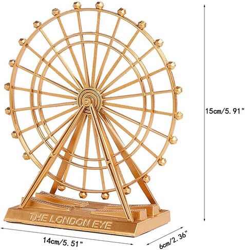 عجلة فيريس الرجعية زخرفة للتدوير سبيكة لندن العين دُولابٌ دَوّار تمثال الإبداعية مكتب الزينة غرفة المعيشة خمر ديكور المنزل (كبير) in Kuwait