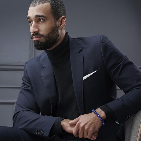 MOROTOLE Mens Beaded Bracelet Tiger Eye 8MM Natural Stone Beads Bracelet Set Adjustable Stretch Lava Rock Bracelets for Men Black Crystal Beaded Bracelets for Men Father Boyfriend Brother Gifts in Kuwait