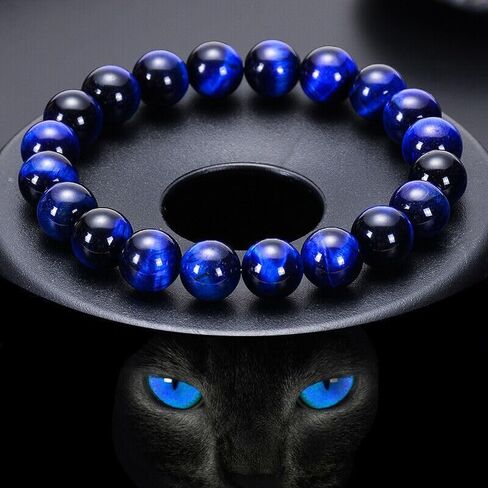 MOROTOLE Mens Beaded Bracelet Tiger Eye 8MM Natural Stone Beads Bracelet Set Adjustable Stretch Lava Rock Bracelets for Men Black Crystal Beaded Bracelets for Men Father Boyfriend Brother Gifts in Kuwait