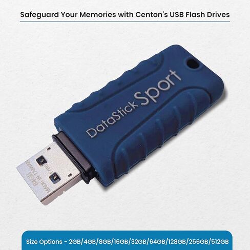 محرك أقراص فلاش Centon Electronics MP Essentials DataStick Sport USB 3.0، محرك أقراص USB مقاوم للماء، حافظة سيليكون مقاومة للصدمات، عصا USB متعددة الاستخدامات، سعة تخزين 128 جيجابايت، أزرق داكن in Kuwait