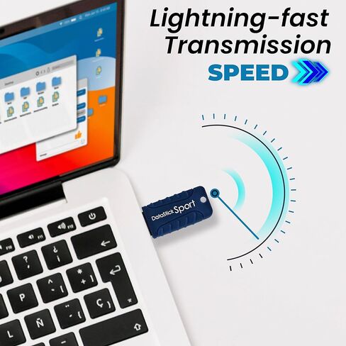 محرك أقراص فلاش Centon Electronics MP Essentials DataStick Sport USB 3.0، محرك أقراص USB مقاوم للماء، حافظة سيليكون مقاومة للصدمات، عصا USB متعددة الاستخدامات، سعة تخزين 128 جيجابايت، أزرق داكن in Kuwait