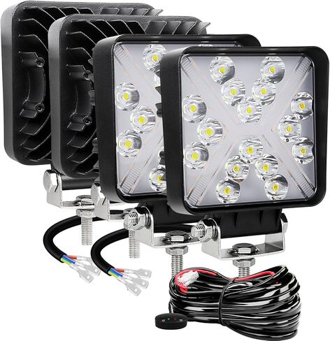 AUXTINGS 2 PCS 4 inch LED Side Shooter Pods Light, 60W Square White Amber Strobe Cube Lights,12V 24V Waterproof Offroad Driving Fog Lights for Truck Jeep ATV UTV SUV Tractor 4x4 Cart Trailer in Saudi Arabia