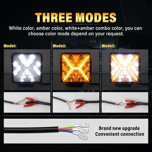 AUXTINGS 2 PCS 4 inch LED Side Shooter Pods Light, 60W Square White Amber Strobe Cube Lights,12V 24V Waterproof Offroad Driving Fog Lights for Truck Jeep ATV UTV SUV Tractor 4x4 Cart Trailer in Saudi Arabia