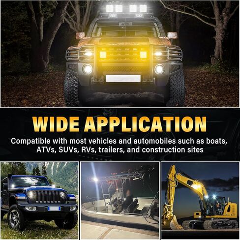 AUXTINGS 2 PCS 4 inch LED Side Shooter Pods Light, 60W Square White Amber Strobe Cube Lights,12V 24V Waterproof Offroad Driving Fog Lights for Truck Jeep ATV UTV SUV Tractor 4x4 Cart Trailer in Saudi Arabia