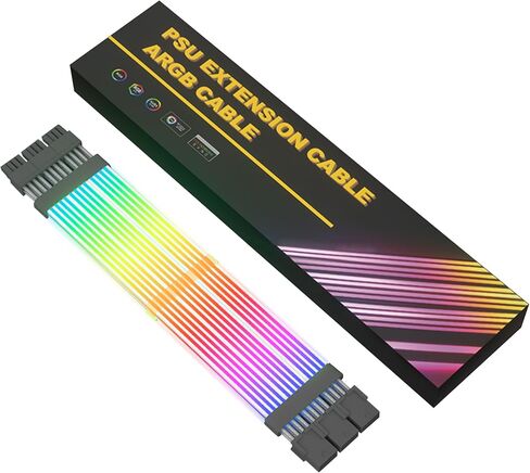 SAMA 2x8PIN ARGB Extension Cable Addressable 5V 3pin connectors Aura Sync for CPU PCI-e Double Side Cable Kit Black in Saudi Arabia