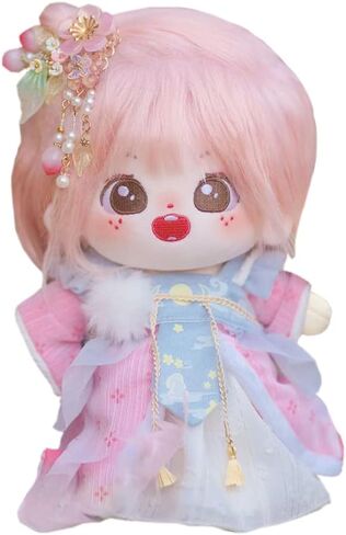 niannyyhouse 20cm Plush Doll GreenOrange Girl Humanoid Stuffed Body no Attribute 8" Normal Body Wearable Clothing Dress Up Gifts (a-1-without Skeleton) in Kuwait