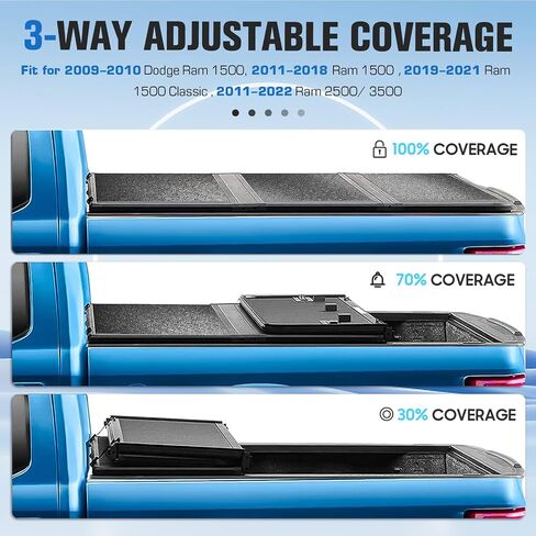 Hard Folding Truck Bed Tonneau Cover for 2009-2010 Dodge Ram 1500, 2011-2021 Ram 1500 2500 3500 6.5 Ft Bed Fleetside w/o Ram Box in Saudi Arabia