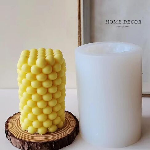 Bubble Candle Mold,Candle Molds Siliconefor Candle Making, Pillar Cube Bubble Geometric Ball Resin Casting Moulds Comes with 10 Pcs Eco Wicks for Resin Soap Wax Making Polymer Clay DIY Craft in Saudi Arabia