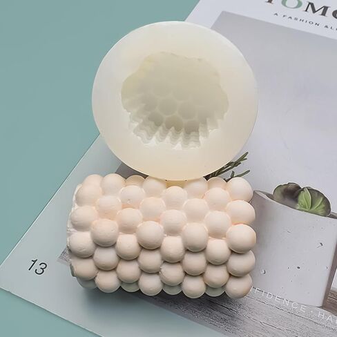 Bubble Candle Mold,Candle Molds Siliconefor Candle Making, Pillar Cube Bubble Geometric Ball Resin Casting Moulds Comes with 10 Pcs Eco Wicks for Resin Soap Wax Making Polymer Clay DIY Craft in Saudi Arabia