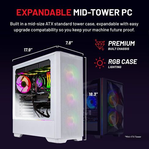 Skytech Rampage Gaming PC, Ryzen 7 7700X 4.5 GHz (5.4GHz Turbo Boost), NVIDIA RTX 4060 Ti 8GB GDDR6X, 2TB SSD, 16GB DDR5 RAM 5200, 750W Gold PSU, 360mm AIO, Wi-Fi, Win 11 Home in Saudi Arabia
