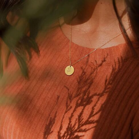 Halukakah Birth Blossom Necklace: 18k Real Gold Plated Floral Pendant with Birth Month Flower Disc - Handcrafted Dainty Necklace, Personalized Jewelry Gift for Birthdays in Saudi Arabia