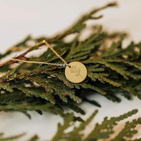 Halukakah Birth Blossom Necklace: 18k Real Gold Plated Floral Pendant with Birth Month Flower Disc - Handcrafted Dainty Necklace, Personalized Jewelry Gift for Birthdays in Saudi Arabia