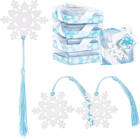CHGCRAFT 20Pcs Snowflake Bookmark with Tassel Metal Bookmark Christmas Boxed Snowflake Bookmark for Bookworm Gift Book Lovers Student 7.3inch in Saudi Arabia