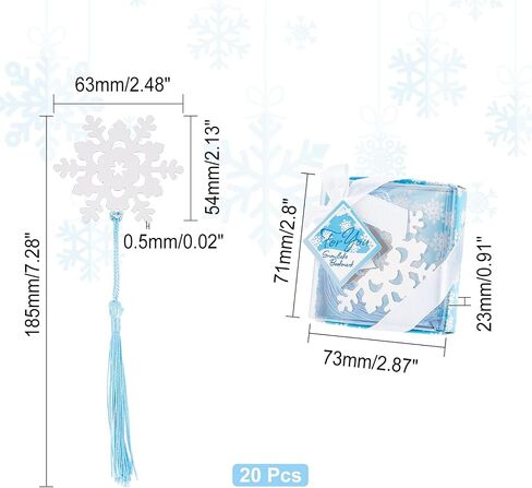 CHGCRAFT 20Pcs Snowflake Bookmark with Tassel Metal Bookmark Christmas Boxed Snowflake Bookmark for Bookworm Gift Book Lovers Student 7.3inch in Saudi Arabia