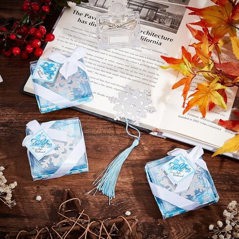 CHGCRAFT 20Pcs Snowflake Bookmark with Tassel Metal Bookmark Christmas Boxed Snowflake Bookmark for Bookworm Gift Book Lovers Student 7.3inch in Saudi Arabia