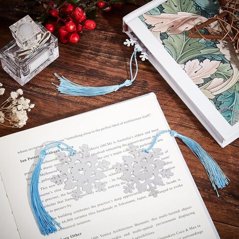 CHGCRAFT 20Pcs Snowflake Bookmark with Tassel Metal Bookmark Christmas Boxed Snowflake Bookmark for Bookworm Gift Book Lovers Student 7.3inch in Saudi Arabia