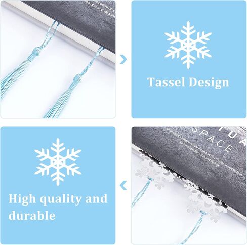 CHGCRAFT 20Pcs Snowflake Bookmark with Tassel Metal Bookmark Christmas Boxed Snowflake Bookmark for Bookworm Gift Book Lovers Student 7.3inch in Saudi Arabia